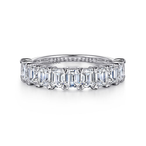 14K White Gold Emerald Cut Diamond Anniversary Band