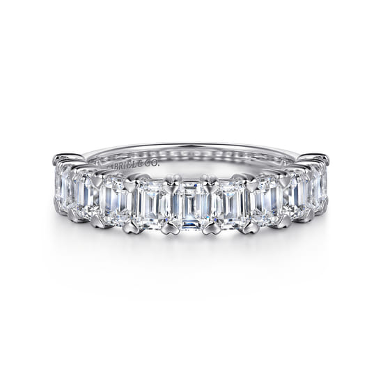 14K White Gold Emerald Cut Diamond Anniversary Band