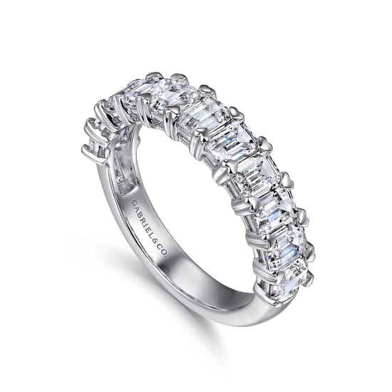 14K White Gold Emerald Cut Diamond Anniversary Band angle 3