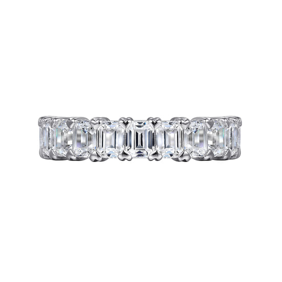 14K White Gold Emerald Cut Diamond Anniversary Band angle 6