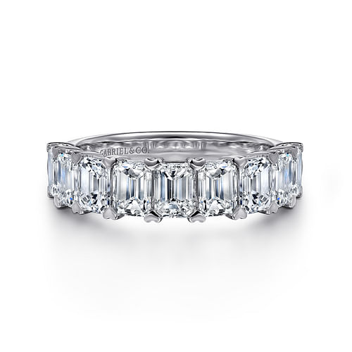 14K White Gold Emerald Cut Diamond Anniversary Band