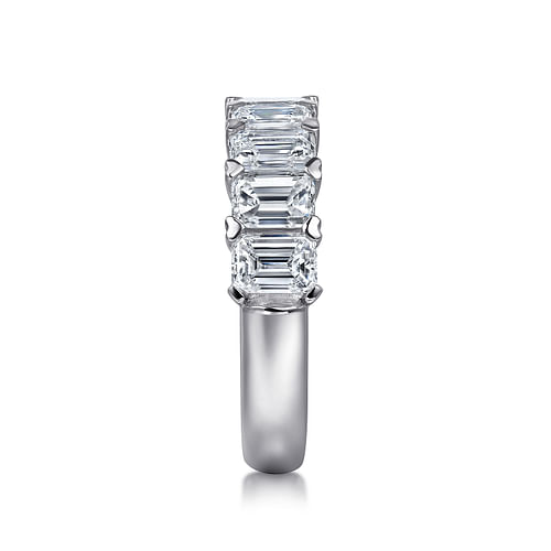 14K White Gold Emerald Cut Diamond Anniversary Band