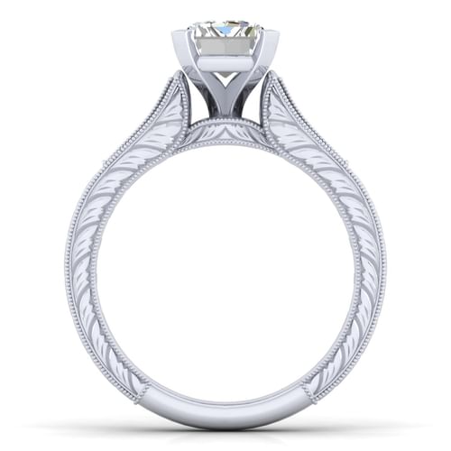 14K White Gold Emerald Cut Diamond Channel Set Engagement Ring