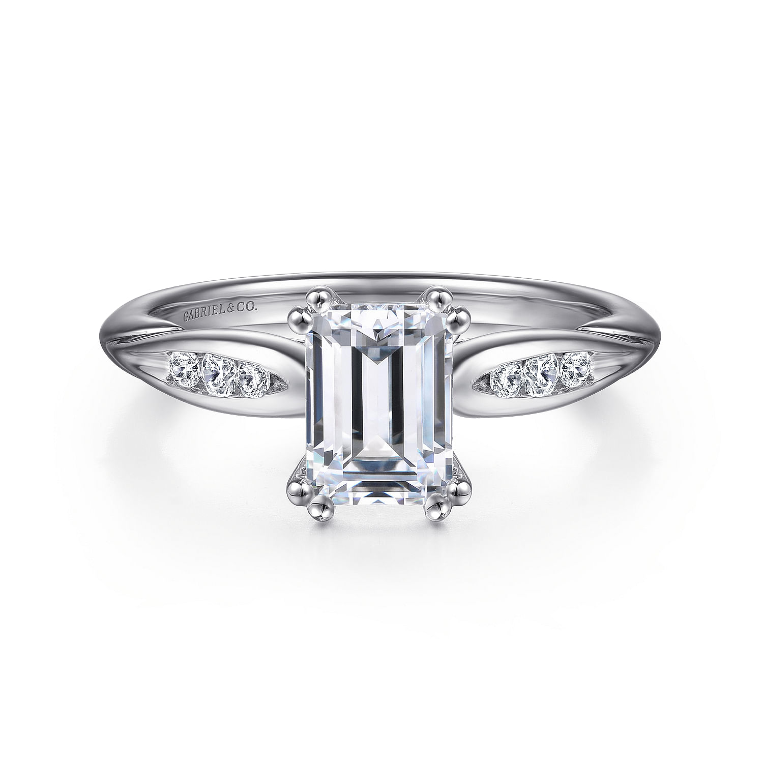 Gabriel - 14K White Gold Emerald Cut Diamond Channel Set Engagement Ring