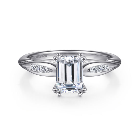 Gabriel - 14K White Gold Emerald Cut Diamond Channel Set Engagement Ring