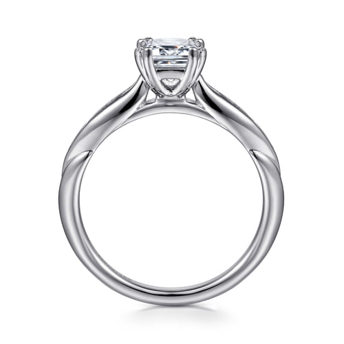 14K White Gold Emerald Cut Diamond Channel Set Engagement Ring