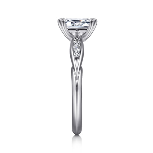 14K White Gold Emerald Cut Diamond Channel Set Engagement Ring