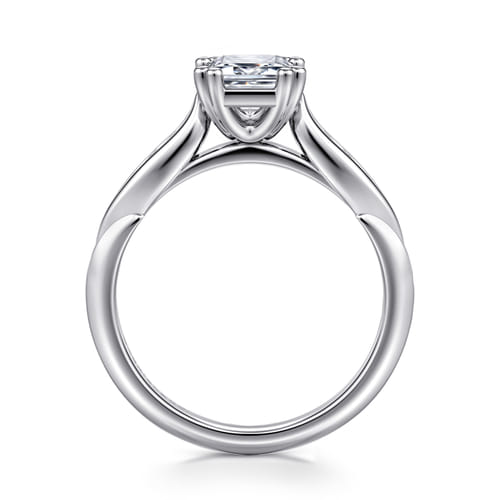 14K White Gold Emerald Cut Diamond Channel Set Engagement Ring