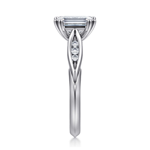 14K White Gold Emerald Cut Diamond Channel Set Engagement Ring