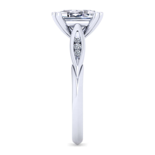 14K White Gold Emerald Cut Diamond Channel Set Engagement Ring