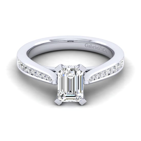 Gabriel - 14K White Gold Emerald Cut Diamond Channel Set Engagement Ring