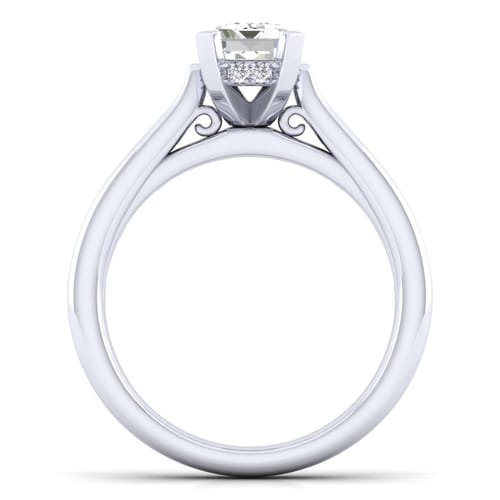 14K White Gold Emerald Cut Diamond Channel Set Engagement Ring