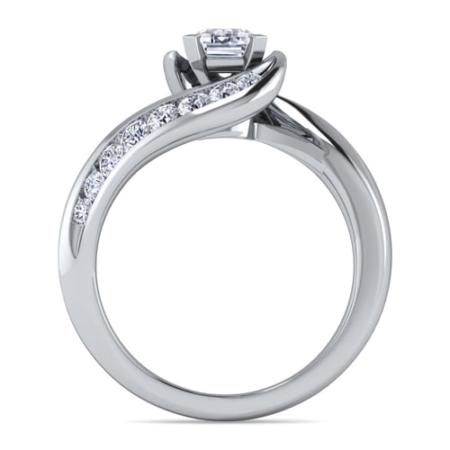 14K White Gold Emerald Cut Diamond Channel Set Engagement Ring