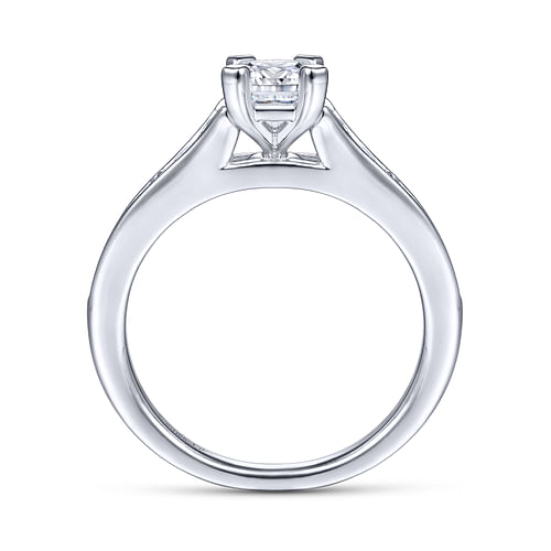 14K White Gold Emerald Cut Diamond Channel Set Engagement Ring