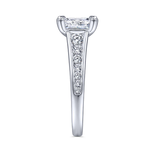 14K White Gold Emerald Cut Diamond Channel Set Engagement Ring