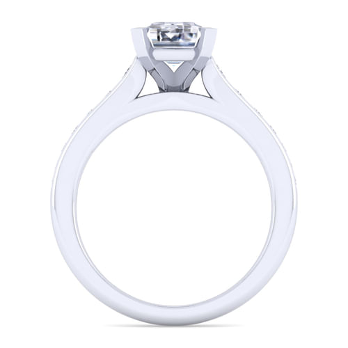 14K White Gold Emerald Cut Diamond Channel Set Engagement Ring