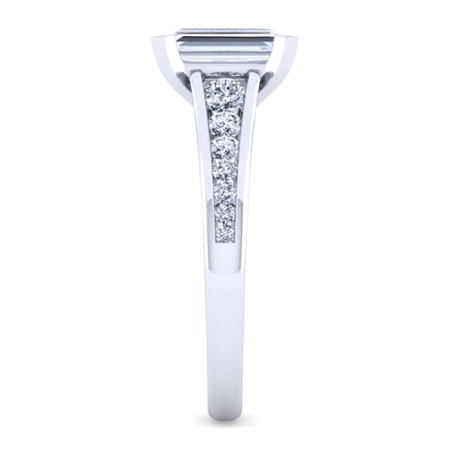 14K White Gold Emerald Cut Diamond Channel Set Engagement Ring