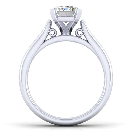 14K White Gold Emerald Cut Diamond Channel Set Engagement Ring