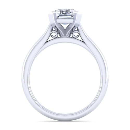 14K White Gold Emerald Cut Diamond Channel Set Engagement Ring