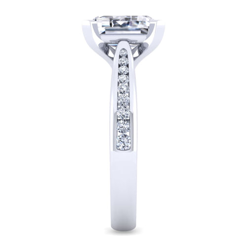 14K White Gold Emerald Cut Diamond Channel Set Engagement Ring