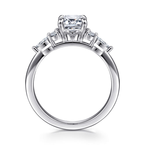 14K White Gold Emerald Cut Diamond Cluster Engagement Ring