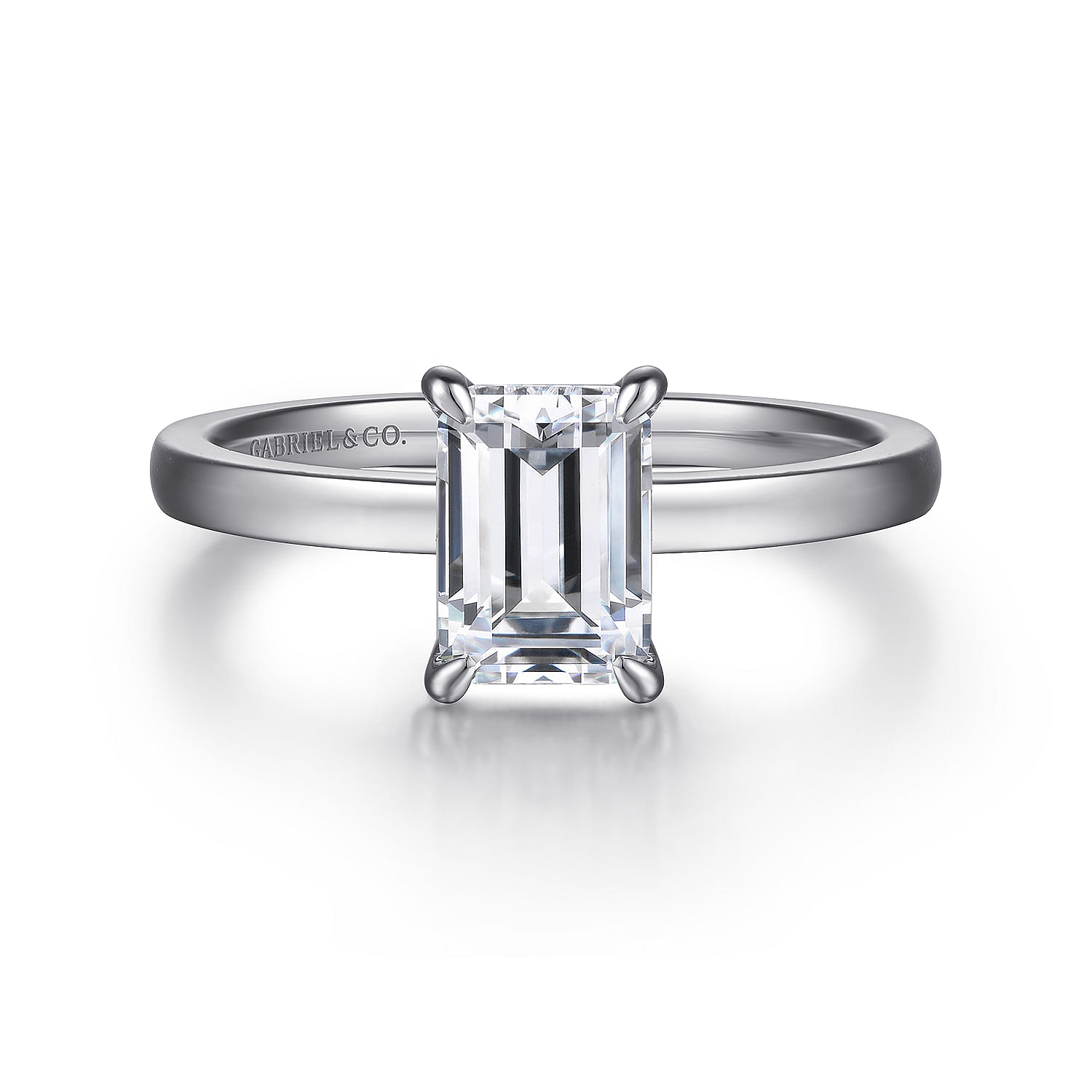 Gabriel - 14K White Gold Emerald Cut Diamond Diamond Engagement Ring