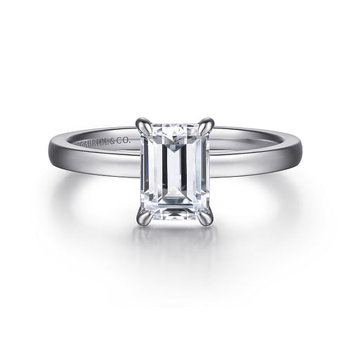 14K White Gold Emerald Cut Diamond Diamond Engagement Ring