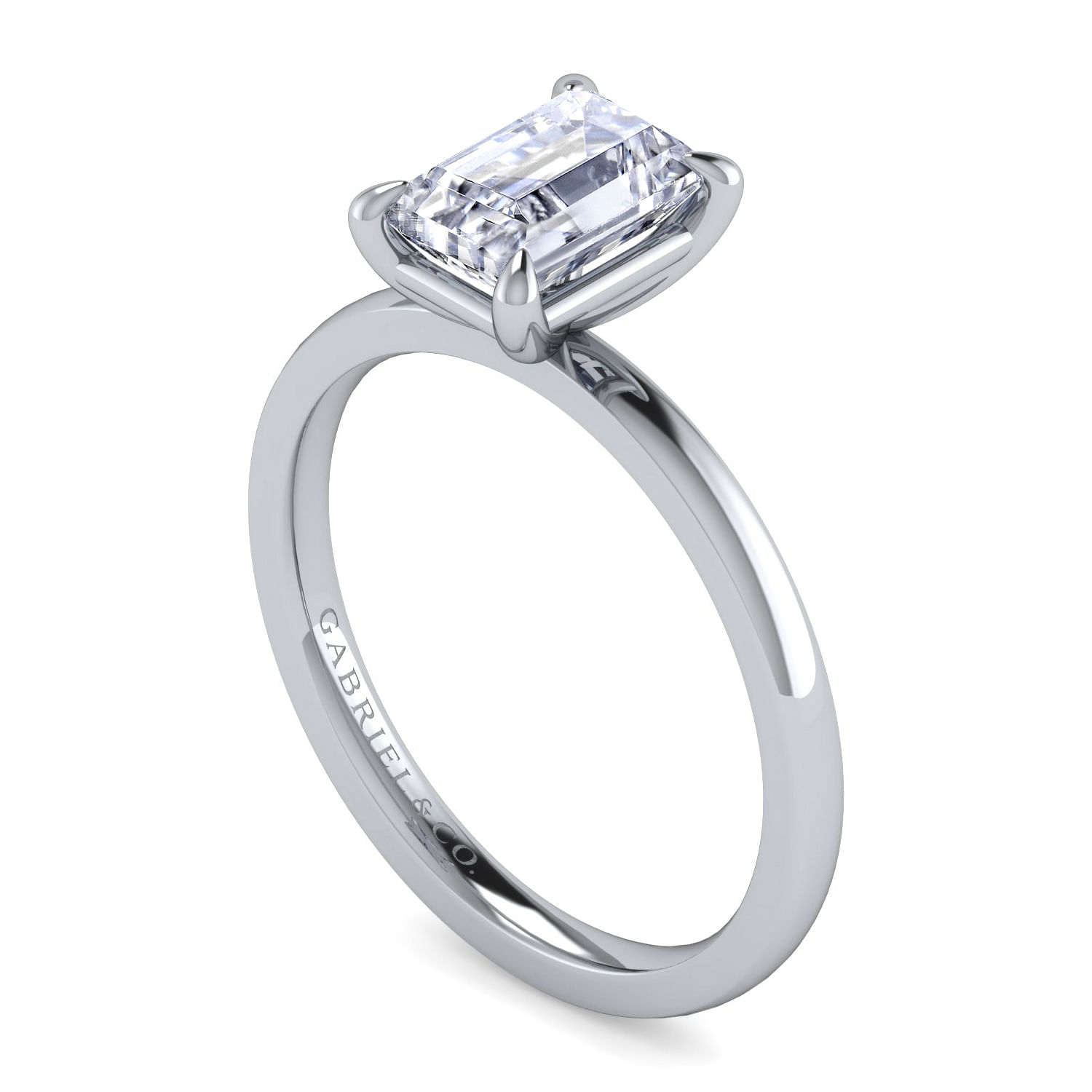 14K White Gold Emerald Cut Diamond Diamond Engagement Ring