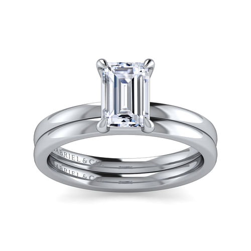 14K White Gold Emerald Cut Diamond Diamond Engagement Ring