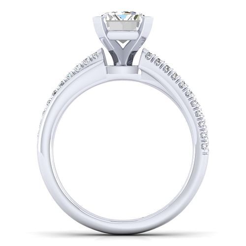 14K White Gold Emerald Cut Diamond Engagement Ring