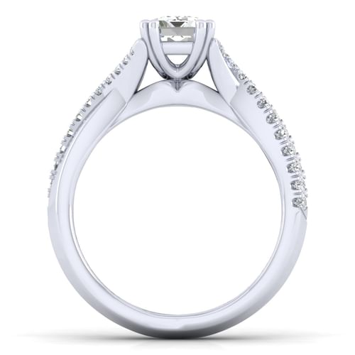 14K White Gold Emerald Cut Diamond Engagement Ring