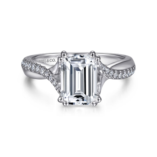 Gabriel - 14K White Gold Emerald Cut Diamond Engagement Ring