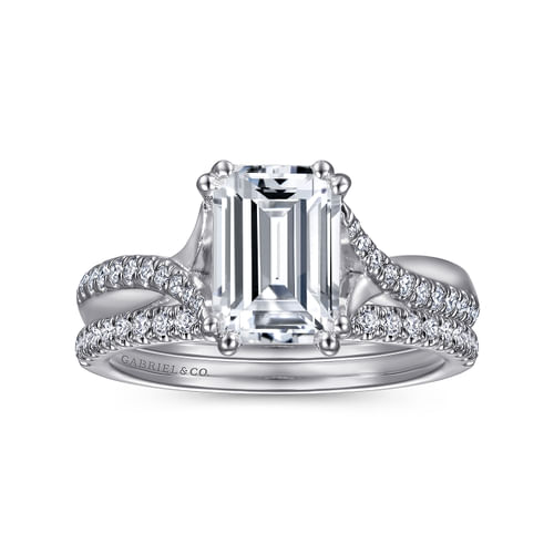 14K White Gold Emerald Cut Diamond Engagement Ring