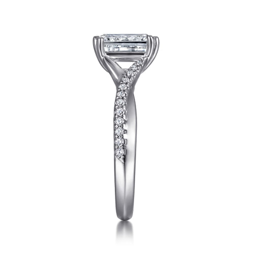 14K White Gold Emerald Cut Diamond Engagement Ring