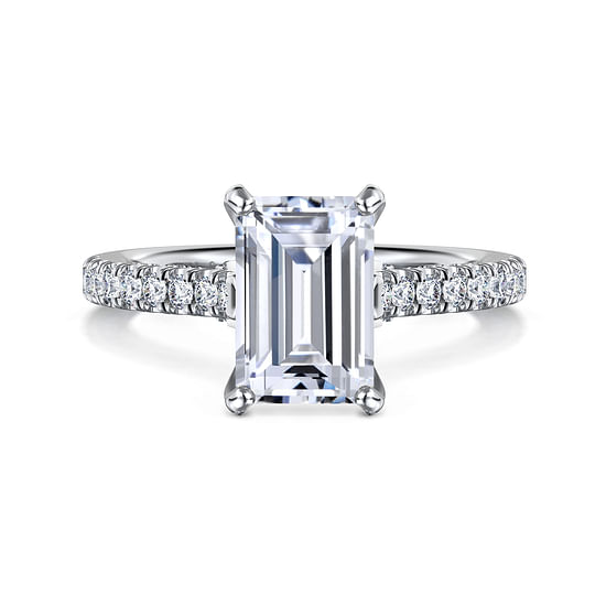 Gabriel - 14K White Gold Emerald Cut Diamond Engagement Ring