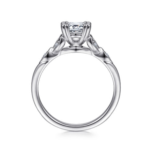 14K White Gold Emerald Cut Diamond Engagement Ring