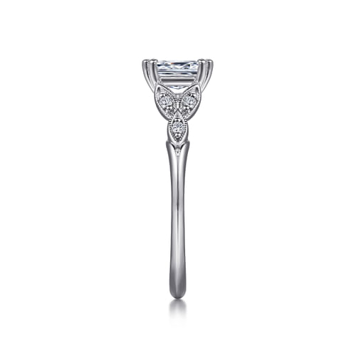 14K White Gold Emerald Cut Diamond Engagement Ring