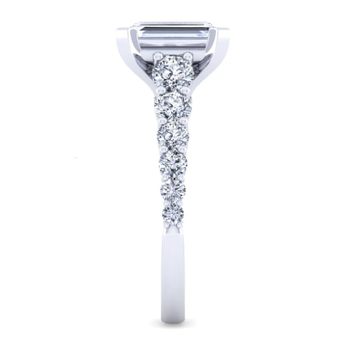 14K White Gold Emerald Cut Diamond Engagement Ring