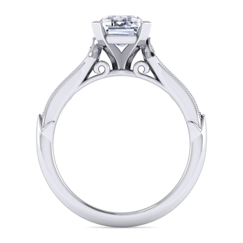 14K White Gold Emerald Cut Diamond Engagement Ring