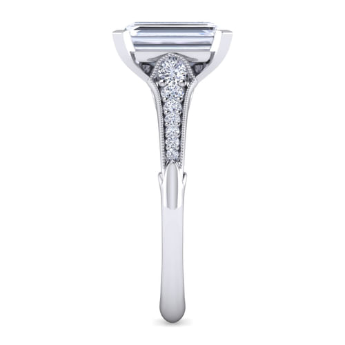 14K White Gold Emerald Cut Diamond Engagement Ring