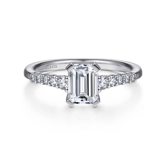 Gabriel - 14K White Gold Emerald Cut Diamond Engagement Ring