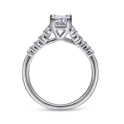 14K White Gold Emerald Cut Diamond Engagement Ring