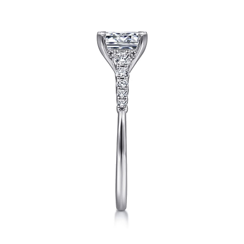 14K White Gold Emerald Cut Diamond Engagement Ring
