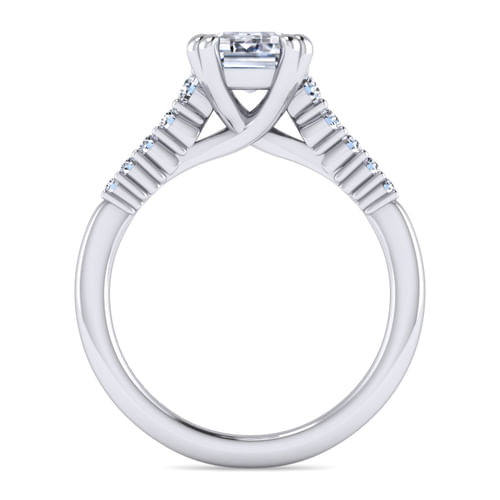 14K White Gold Emerald Cut Diamond Engagement Ring
