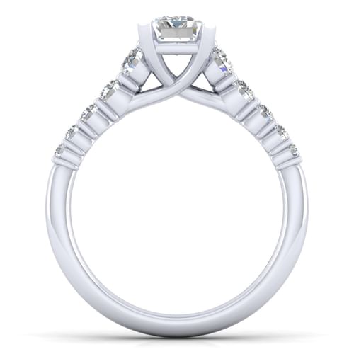 14K White Gold Emerald Cut Diamond Engagement Ring