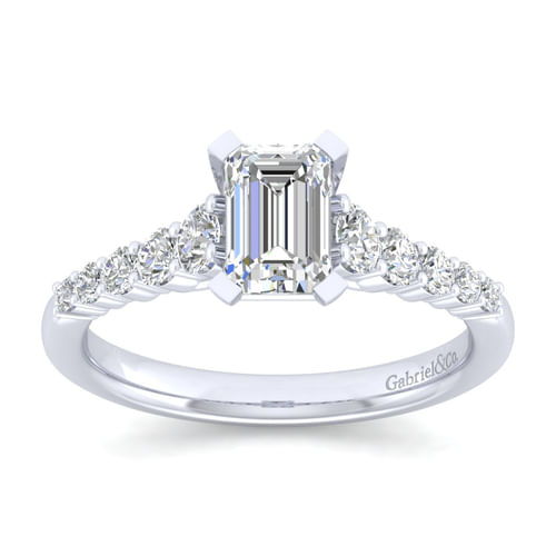 14K White Gold Emerald Cut Diamond Engagement Ring