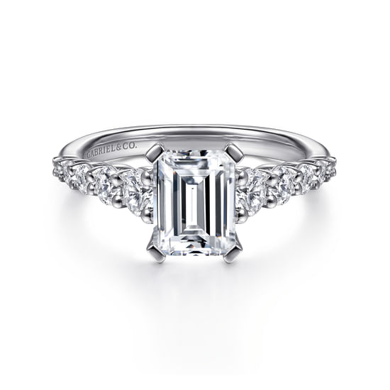 Gabriel - 14K White Gold Emerald Cut Diamond Engagement Ring
