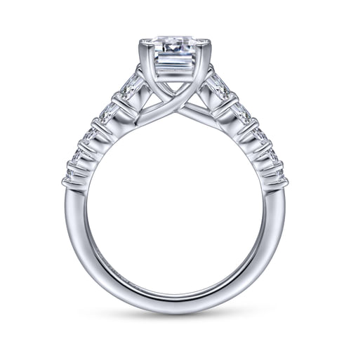 14K White Gold Emerald Cut Diamond Engagement Ring