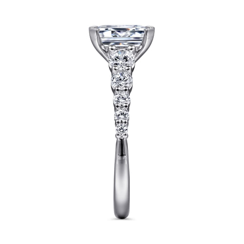 14K White Gold Emerald Cut Diamond Engagement Ring