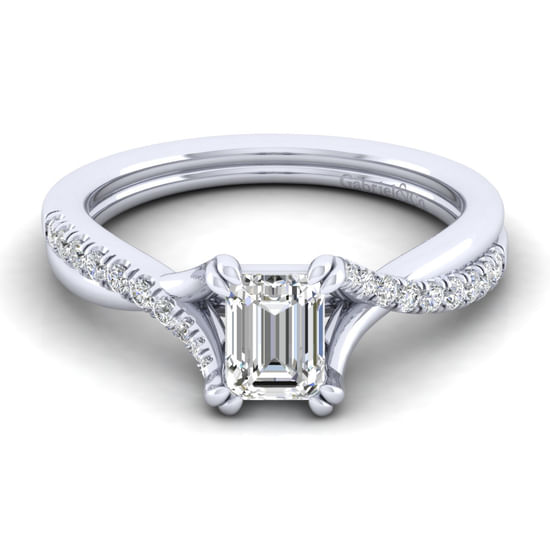 Gabriel - 14K White Gold Emerald Cut Diamond Engagement Ring